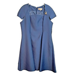 NWT EY Boutique Women's Blue  Square Neck Lined Dress Sz 18